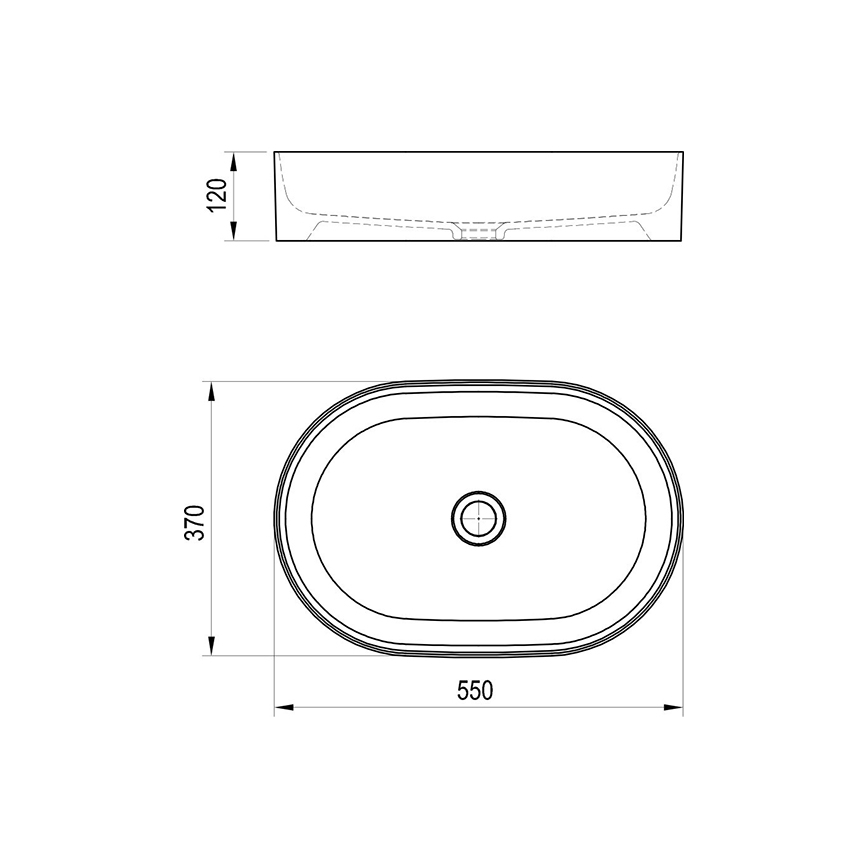 Ravak XJX0D155000 - Aufsatzwaschbecken CERAMIC SLIM 55 x 37 cm Keramik/Schwarz