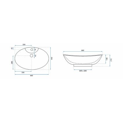 REA-00692 - Aufsatzwaschbecken ROSA 44x66 cm Keramik/hochglanzweiß