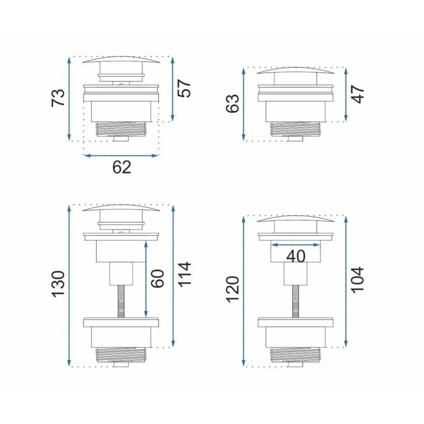 REA-A5632 - Click-Clack-Waschbeckenablauf Ø 6,4 cm, gebürstetes Kupfer