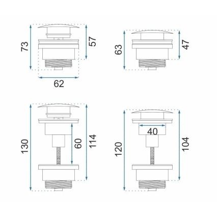 REA-A8110 - Click-Clack-Waschbeckenablauf, Ø 6,4 cm, goldfarben