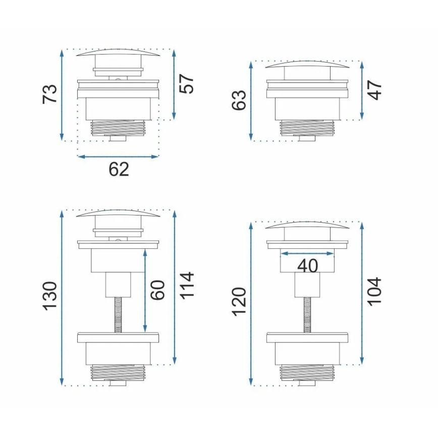 REA-A8110 - Click-Clack-Waschbeckenablauf, Ø 6,4 cm, goldfarben