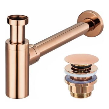 REA-A8541 - Waschbecken-Siphon mit Click-Clack-Ablauf, Ø 6,4 cm, Roségold