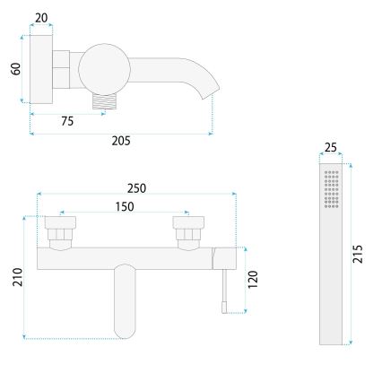 REA-B0980 - Bad-Set LUNGO DIAMOND gebürstetes Kupfer