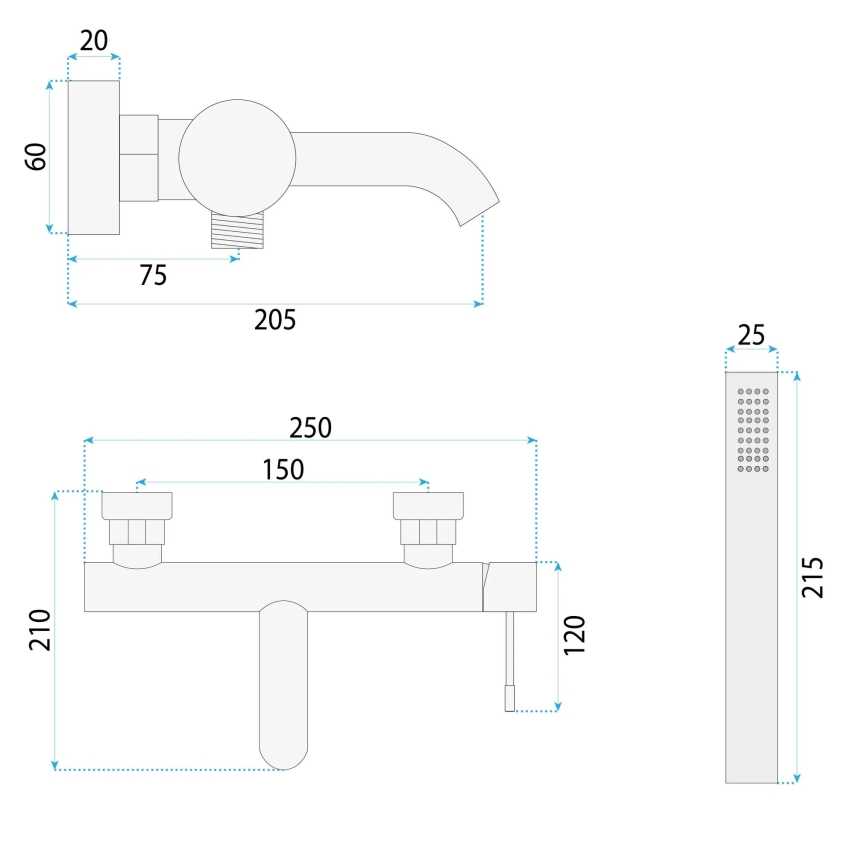 REA-B0980 - Bad-Set LUNGO DIAMOND gebürstetes Kupfer