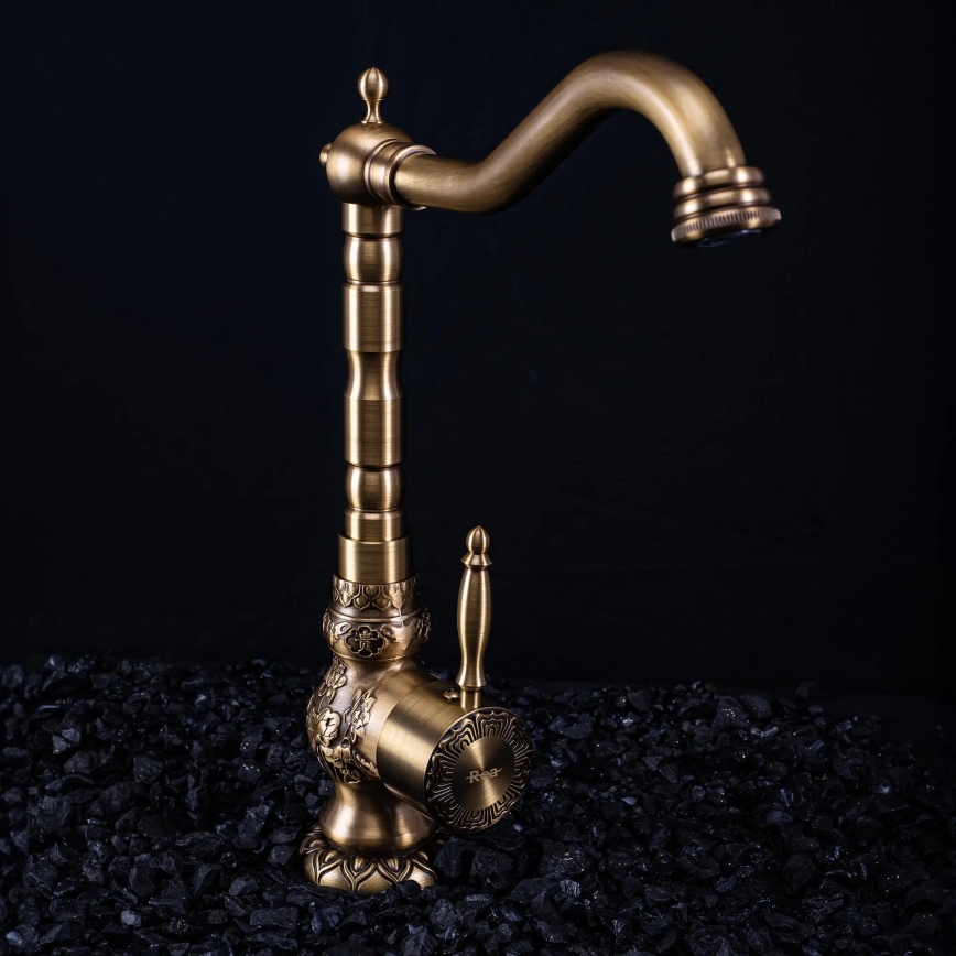 REA-B2500 - Waschtischarmatur VENICE RETRO 32 cm, gebürstetes Gold
