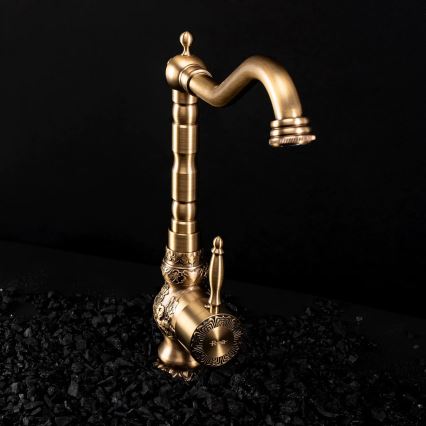 REA-B2500 - Waschtischarmatur VENICE RETRO 32 cm, gebürstetes Gold