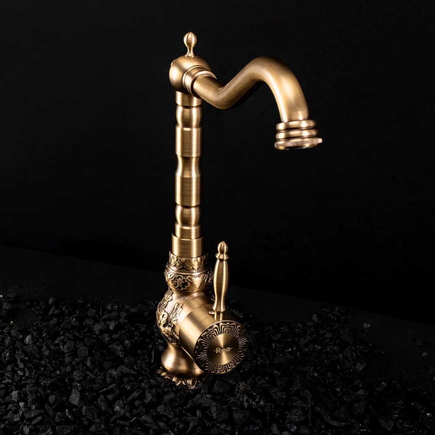 REA-B2500 - Waschtischarmatur VENICE RETRO 32 cm, gebürstetes Gold