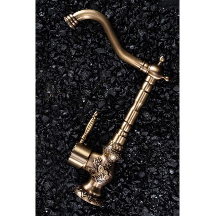 REA-B2500 - Waschtischarmatur VENICE RETRO 32 cm, gebürstetes Gold