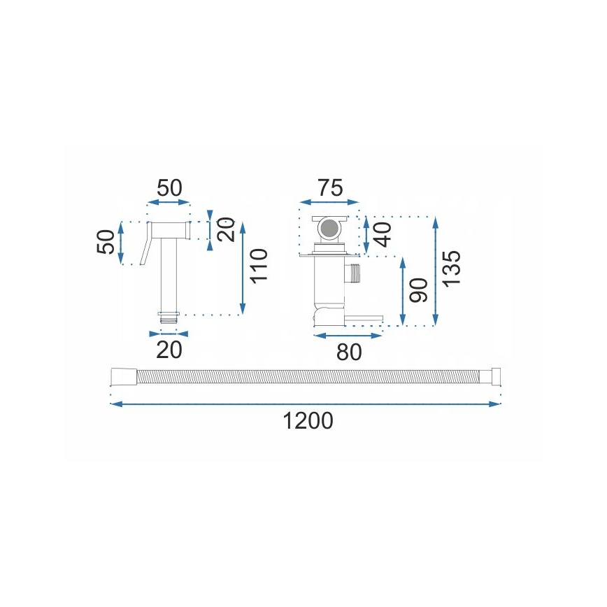 REA-B4106 - Bidet-Armatur mit Handbrause zur Unterputzmontage LUNGO Hochglanzchrom