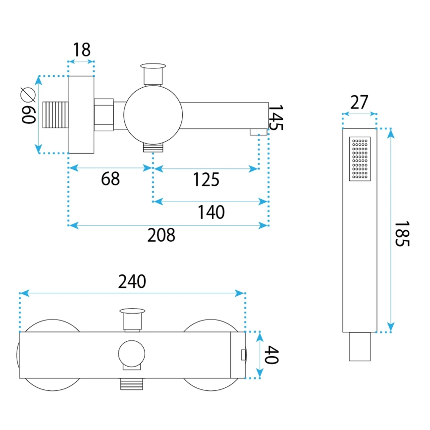 REA-B4523 - Badewannen-Set PIXEL matt schwarz