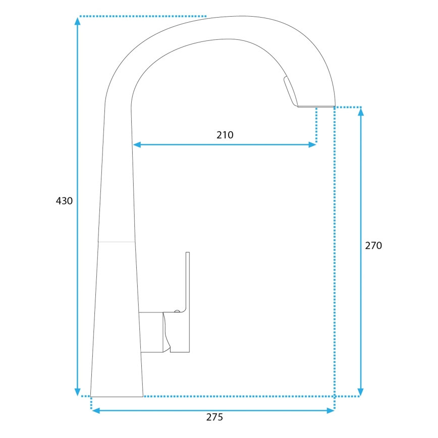 REA-B5313 - Spültischarmatur mit ausziehbarer Brause ROSS 43 cm schwarz
