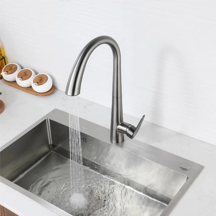 REA-B5314 - Spültischarmatur mit ausziehbarer Brause ROSS 43 cm Nickel