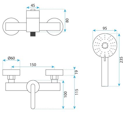 REA-B5501 - Duschset mit ONTARIO-Mischbatterie, gebürstetes Gold