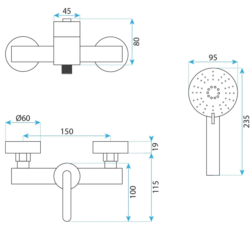REA-B5501 - Duschset mit ONTARIO-Mischbatterie, gebürstetes Gold