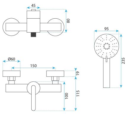 REA-B5503 - Duschset mit Armatur ONTARIO Titan