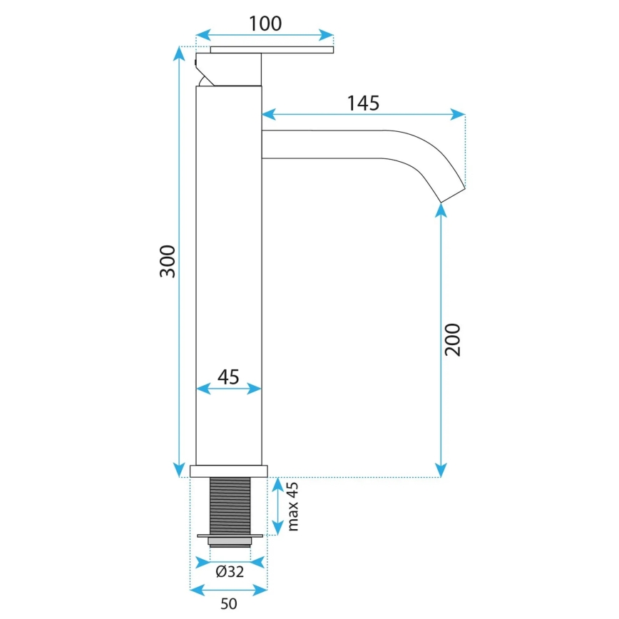 REA-B5508 - Waschtischarmatur ONTARIO 30 cm schwarz