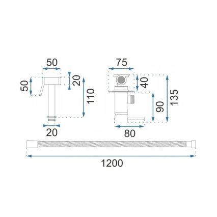 REA-B6311 - Bidet-Armatur mit Handbrause zur Unterputzmontage LUNGO, gebürstetes Gold