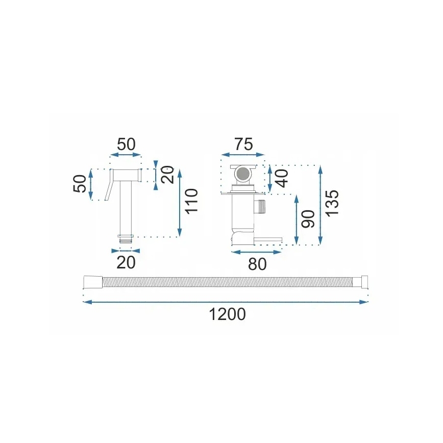 REA-B6311 - Bidet-Armatur mit Handbrause zur Unterputzmontage LUNGO, gebürstetes Gold