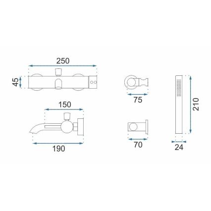 REA-B6384 - Badewannen-Set LUNGO Titan