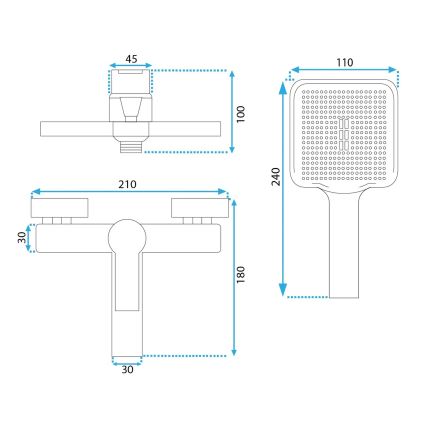 REA-B6407 - Badewannenset mit Wannenarmatur ARGUS, matt schwarz