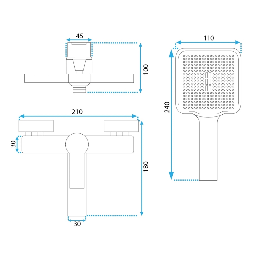 REA-B6407 - Badewannenset mit Wannenarmatur ARGUS, matt schwarz