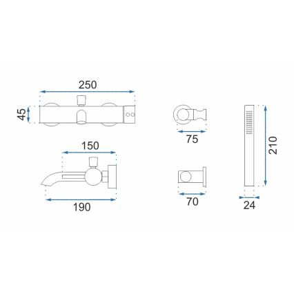 REA-B6634 - Badewannenset LUNGO matt schwarz
