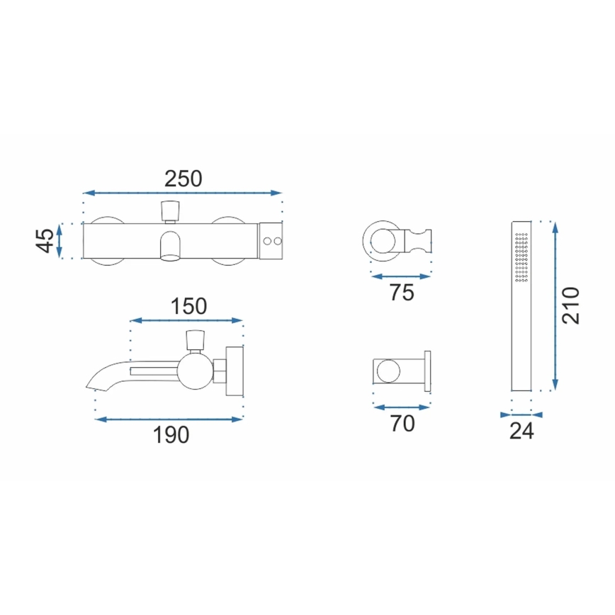 REA-B6634 - Badewannenset LUNGO matt schwarz
