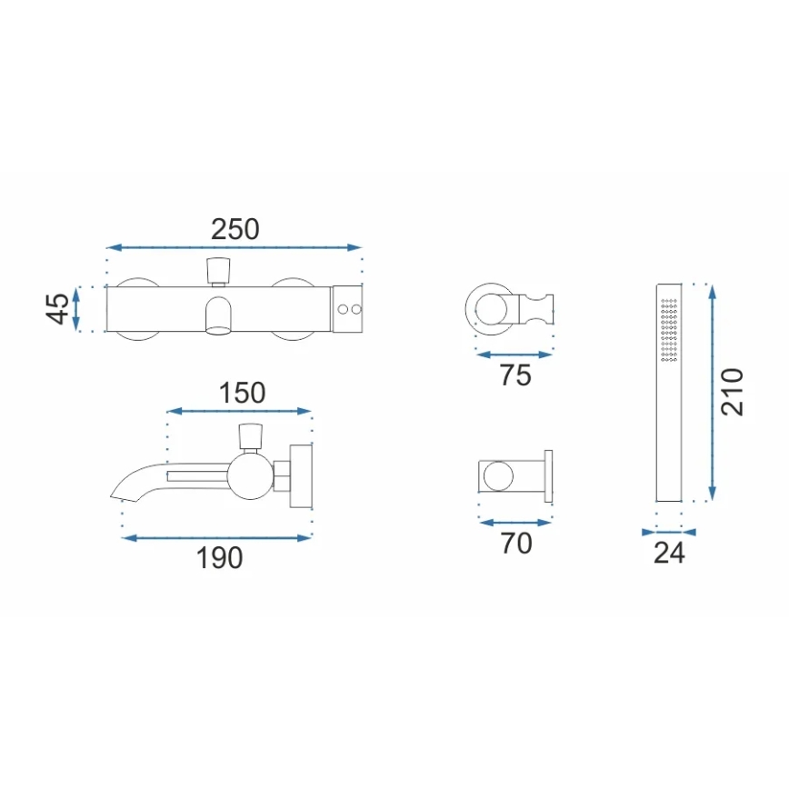 REA-B6635 - Badewannen-Set LUNGO, goldfarben