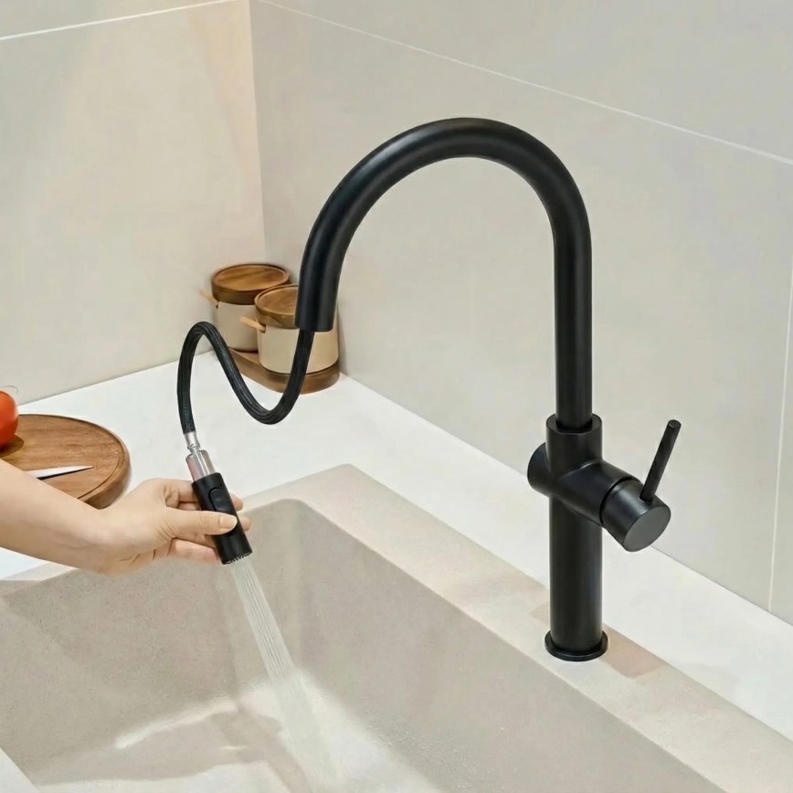 REA-B7200 - Küchenarmatur FRESH mit ausziehbarer Spülbrause, 45 cm, schwarz