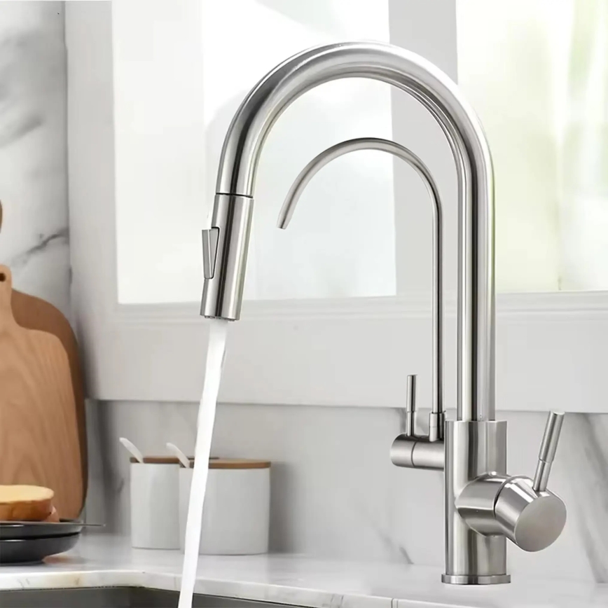REA-B7563 - Küchenarmatur mit ausziehbarer Handbrause und integrierter Filterfunktion ECO FRESH, 37,5 cm, Nickel