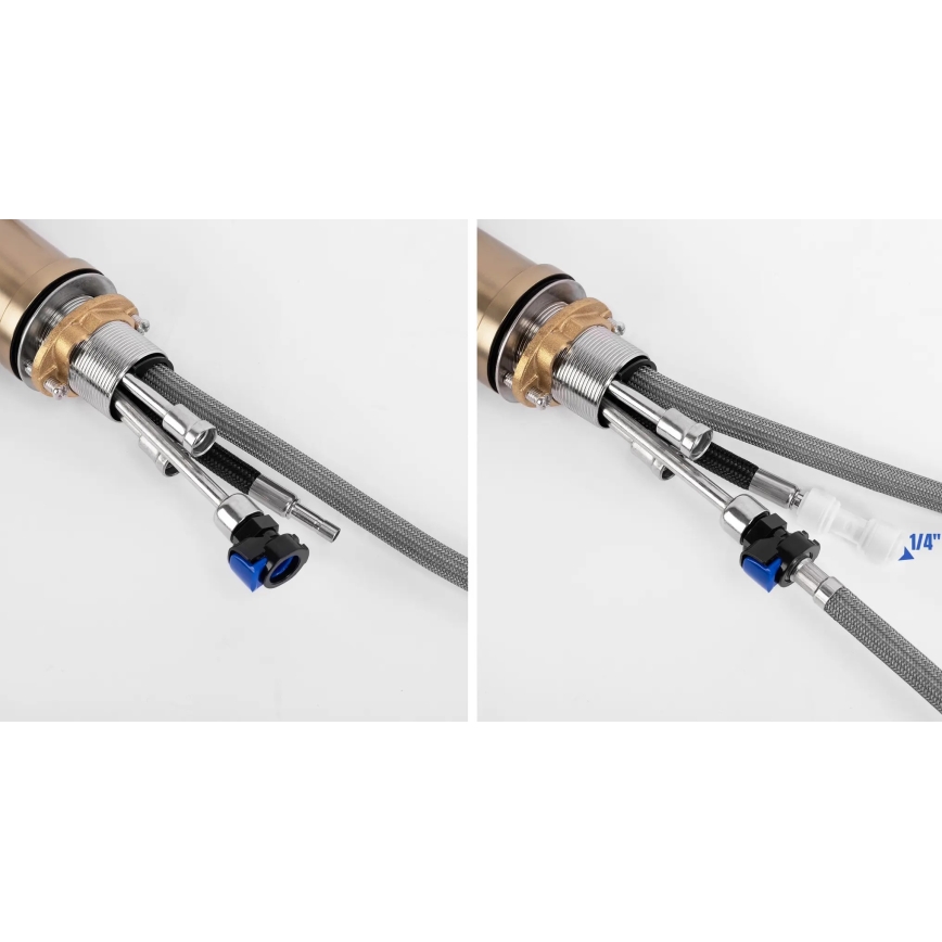 REA-B8989 - Spültischarmatur mit ausziehbarem Brausekopf und ECO FRESH-Filtration, 37,5 cm, gold