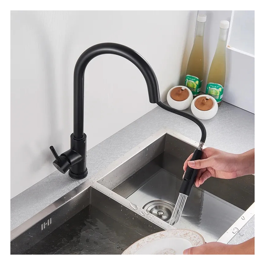 REA-B9147 - Küchenarmatur FRESH mit ausziehbarer Brause 39,5 cm matt schwarz