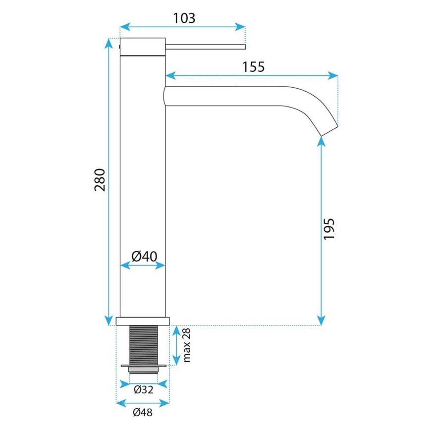 REA-B9322 - Waschtischarmatur RIVO 28 cm Titan