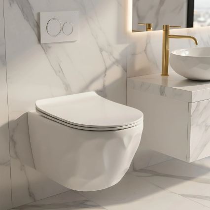 REA-C1652 - Wandhängendes WC mit WC-Sitz GUSTAVO RIMLESS Keramik/weiß