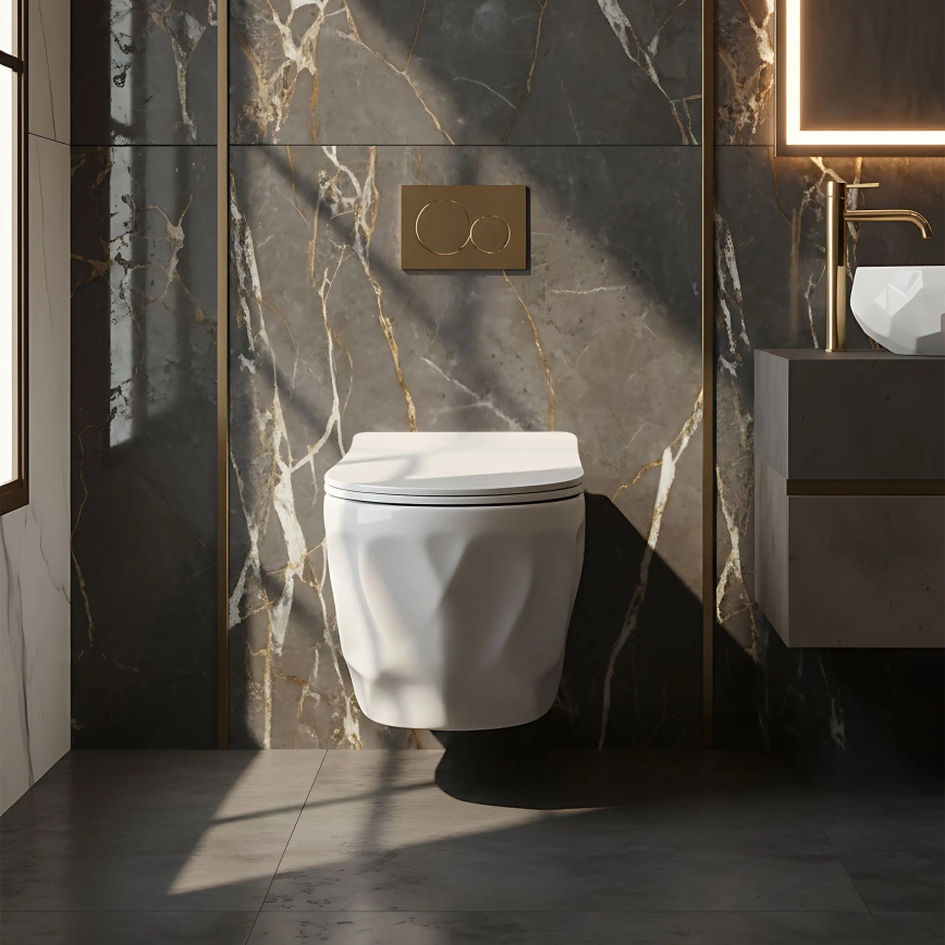 REA-C1652 - Wandhängendes WC mit WC-Sitz GUSTAVO RIMLESS Keramik/weiß