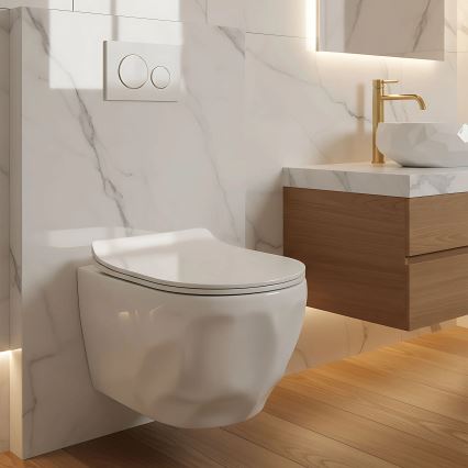 REA-C1652 - Wandhängendes WC mit WC-Sitz GUSTAVO RIMLESS Keramik/weiß