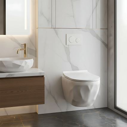 REA-C1652 - Wandhängendes WC mit WC-Sitz GUSTAVO RIMLESS Keramik/weiß
