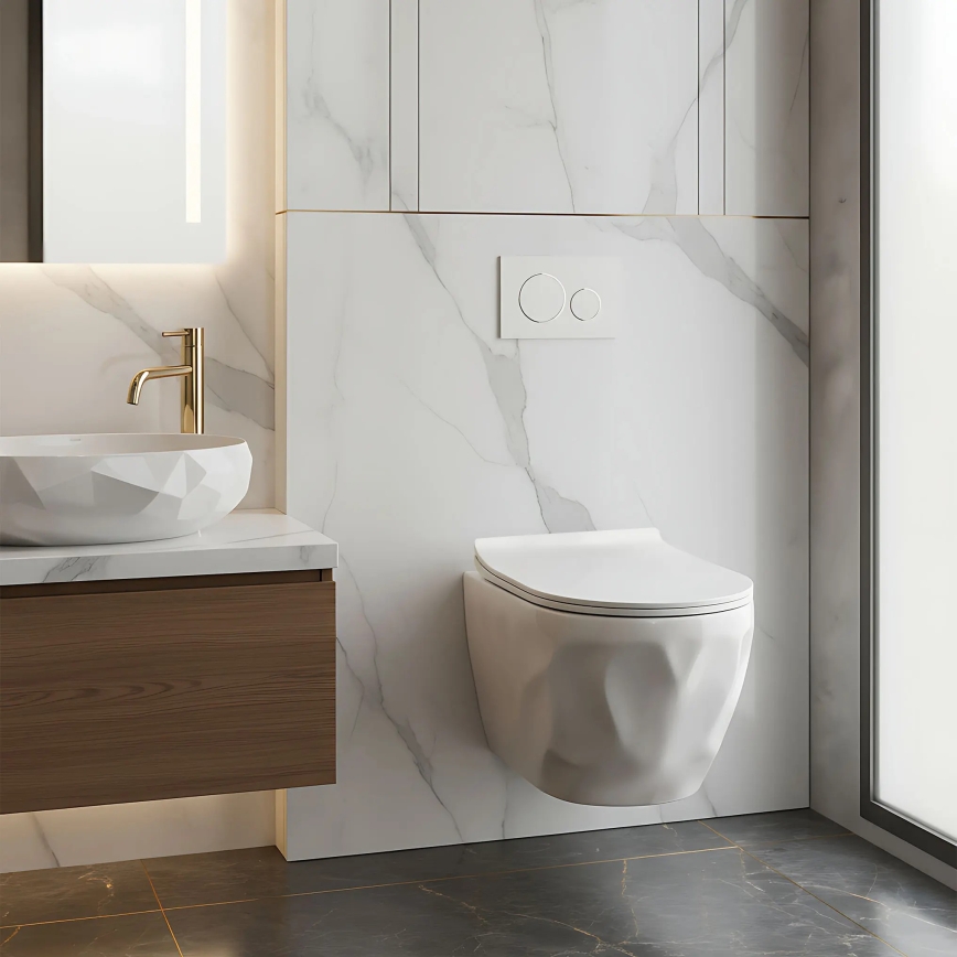 REA-C1652 - Wandhängendes WC mit WC-Sitz GUSTAVO RIMLESS Keramik/weiß
