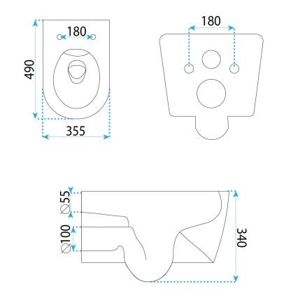 REA-C1652 - Wandhängendes WC mit WC-Sitz GUSTAVO RIMLESS Keramik/weiß