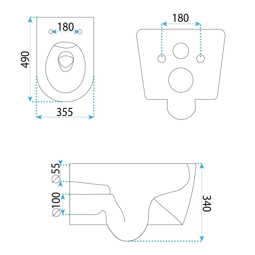 REA-C1652 - Wandhängendes WC mit WC-Sitz GUSTAVO RIMLESS Keramik/weiß