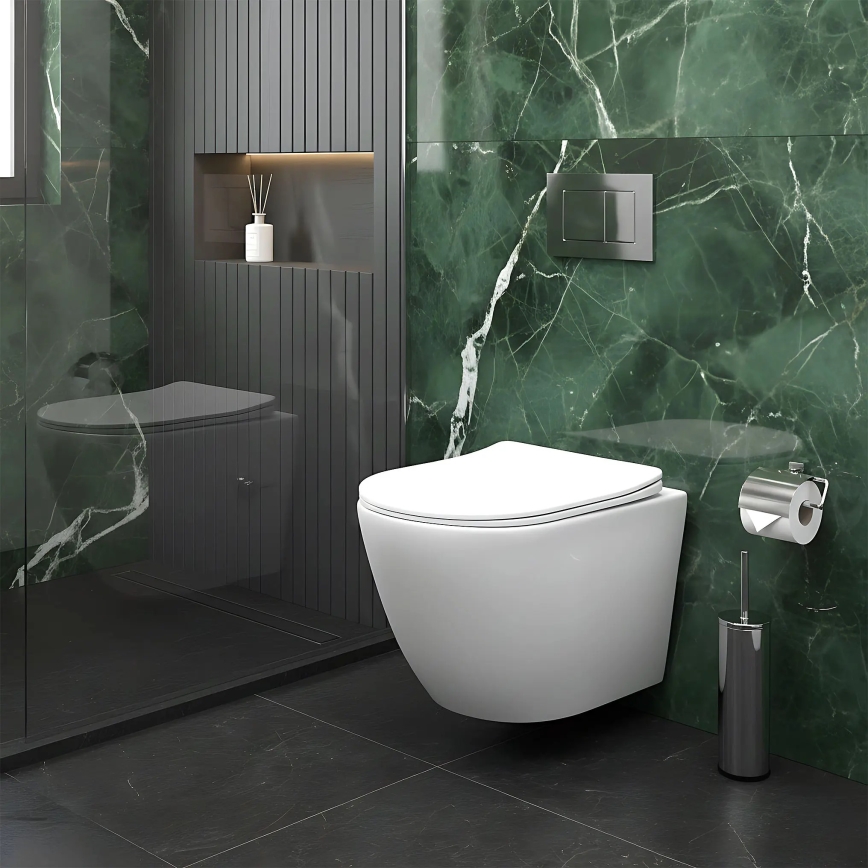 REA-C9701 - Wandhängendes WC mit Hand-Bidetbrause und WC-Sitz CARLO LUX Keramik/weiß