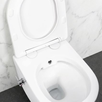 REA-C9701 - Wandhängendes WC mit Hand-Bidetbrause und WC-Sitz CARLO LUX Keramik/weiß
