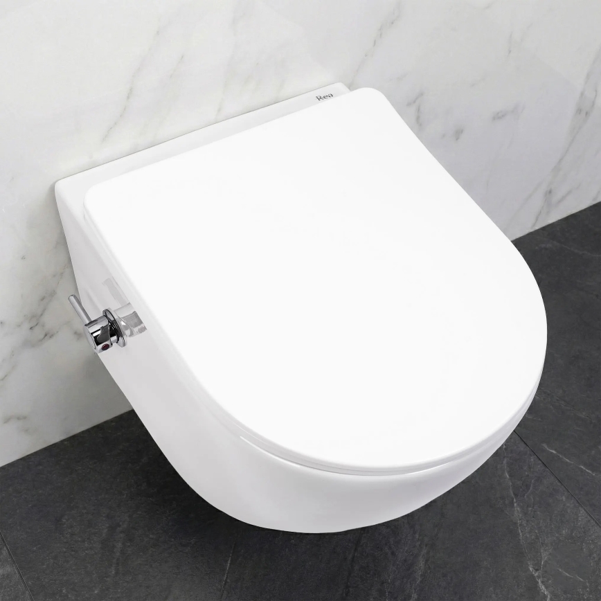 REA-C9701 - Wandhängendes WC mit Hand-Bidetbrause und WC-Sitz CARLO LUX Keramik/weiß
