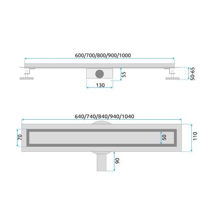 REA-G2702 - NEOX PRO Ablaufrinne 70 cm Edelstahl/gebürstetes Gold