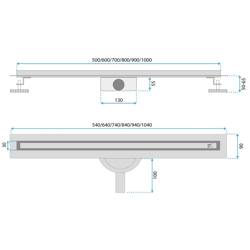 REA-G2710 - Duschrinne NEOX SLIM 80 cm Edelstahl/Schwarz