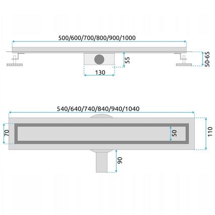 REA-G5806 - Ablaufrinne NEOX PRO 50 cm Nickel