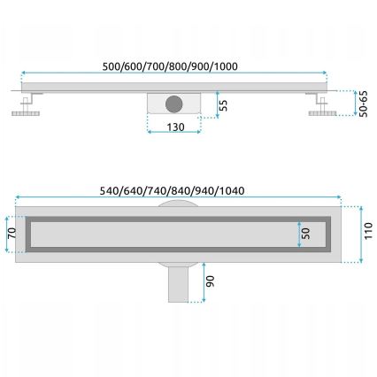REA-G5811 - Entwässerungsrinne NEOX PRO 100 cm Nickel