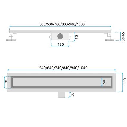 REA-G6600 - Ablaufrinne PURE NEOX 50 cm matt schwarz