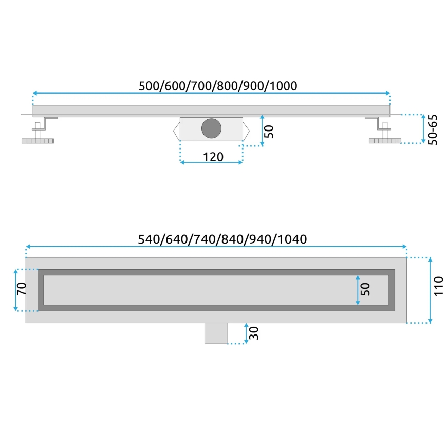 REA-G6600 - Ablaufrinne PURE NEOX 50 cm matt schwarz