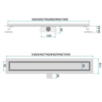 REA-G6605 - Entwässerungsrinne PURE NEOX 100 cm matt schwarz